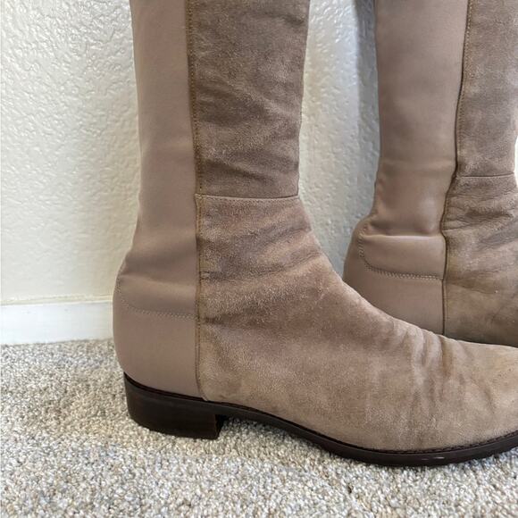 Stuart Weitzman Suede Over-The-Knee Flat Boots - 8.5 - Slate Grey - Picture 12 of 13